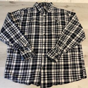 Pelle Pelle Black and White Plaid Flannel Long Sleeve Shirt, Size 2XL